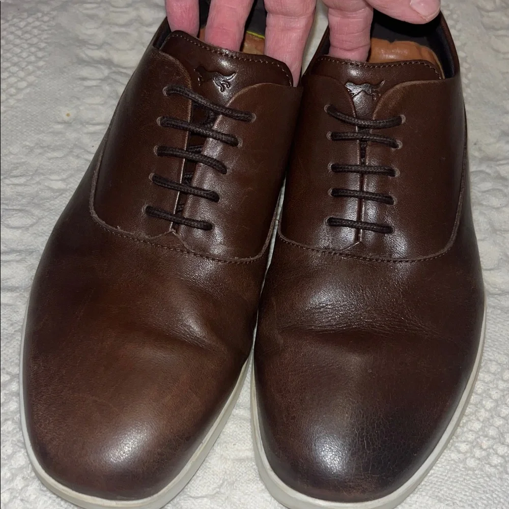 Wolf & Shepard Men’s Derby Leather Lace-Up Shoes Dress Sneakers Dark Brown 7.5